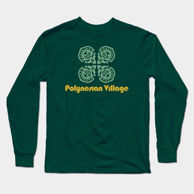 Polynesian Village Resort Maui Tikis Long Sleeve T-Shirt by The Dept. Of Citrus